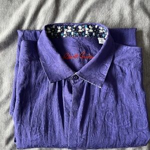 Robert Graham Shortsleeved Button Down Silk Shirt - Purple Paisley Print
